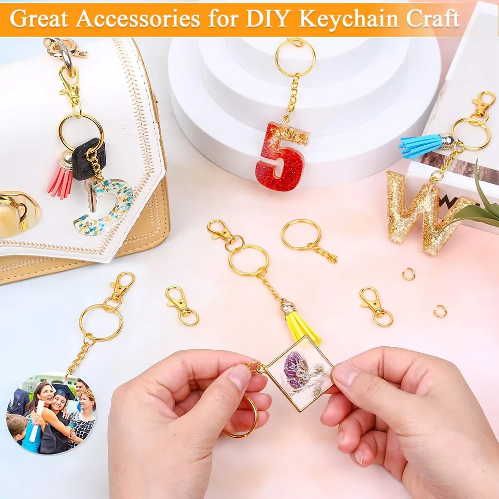 Keychain Assembly Keychain Hardware Set with Metal Key Rings, Jump Rings, and Key Hooks ...