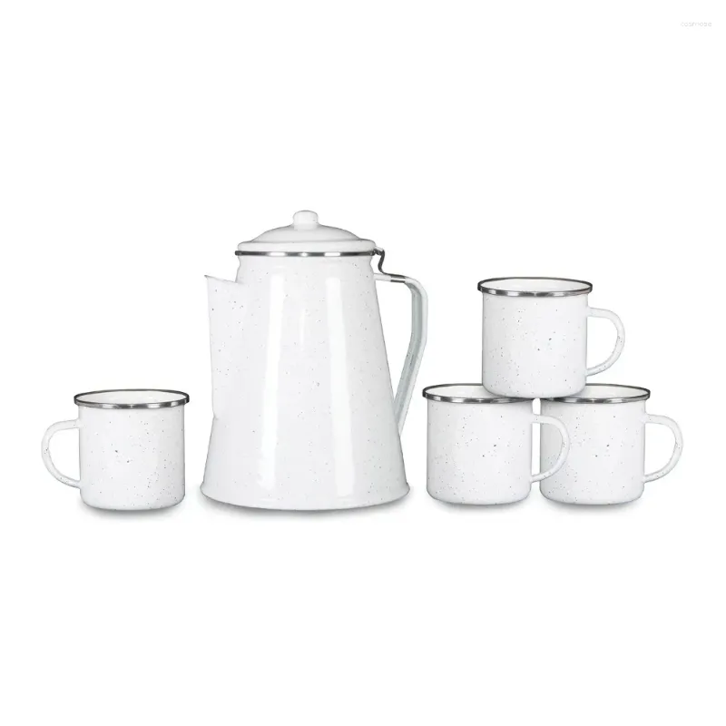 Teaware Sets Coffee Pot And 4 Cup Set With Sturdy Pouring Handle To Prevent Debris Scratches For Cool Touch