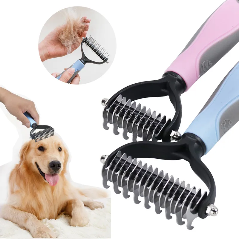 Pet de toilettage Brush Épilation de cheveux CHAUNE CHAT CHIn Brush Brush Puppy Fermedding Combs Pet Fur Tamin Dematting Deshedding Brush HW0228