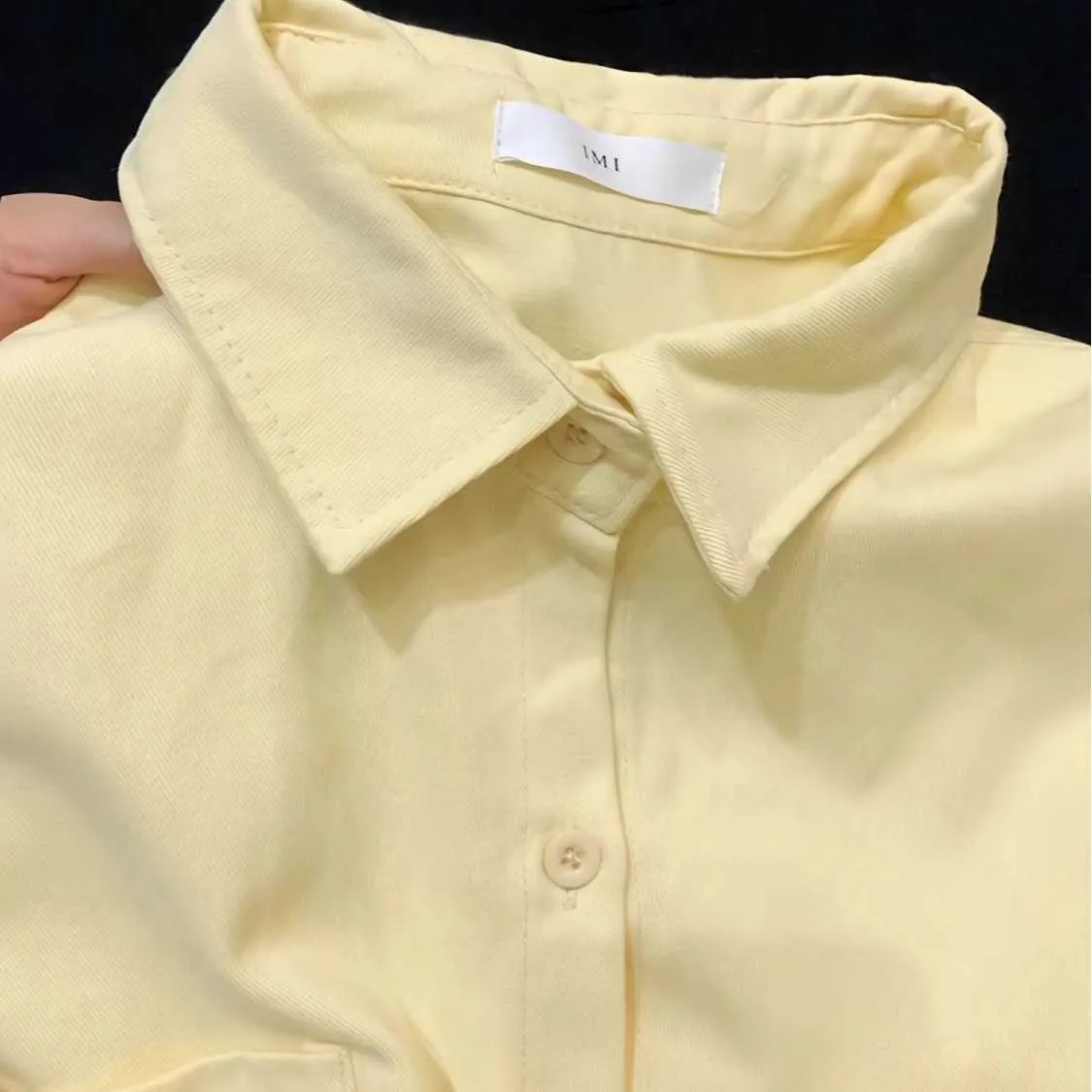 French Milk Yellow Shirt Womens Thin Jacket Korean Version High-end Feeling Lazy Style Loose Trend