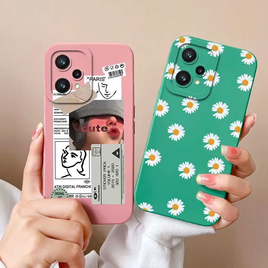Cover TPU Sfumato Per Realme 9i - Custodia Morbida Rosa-Verde, Antiurto Con Protezione Fotocamera