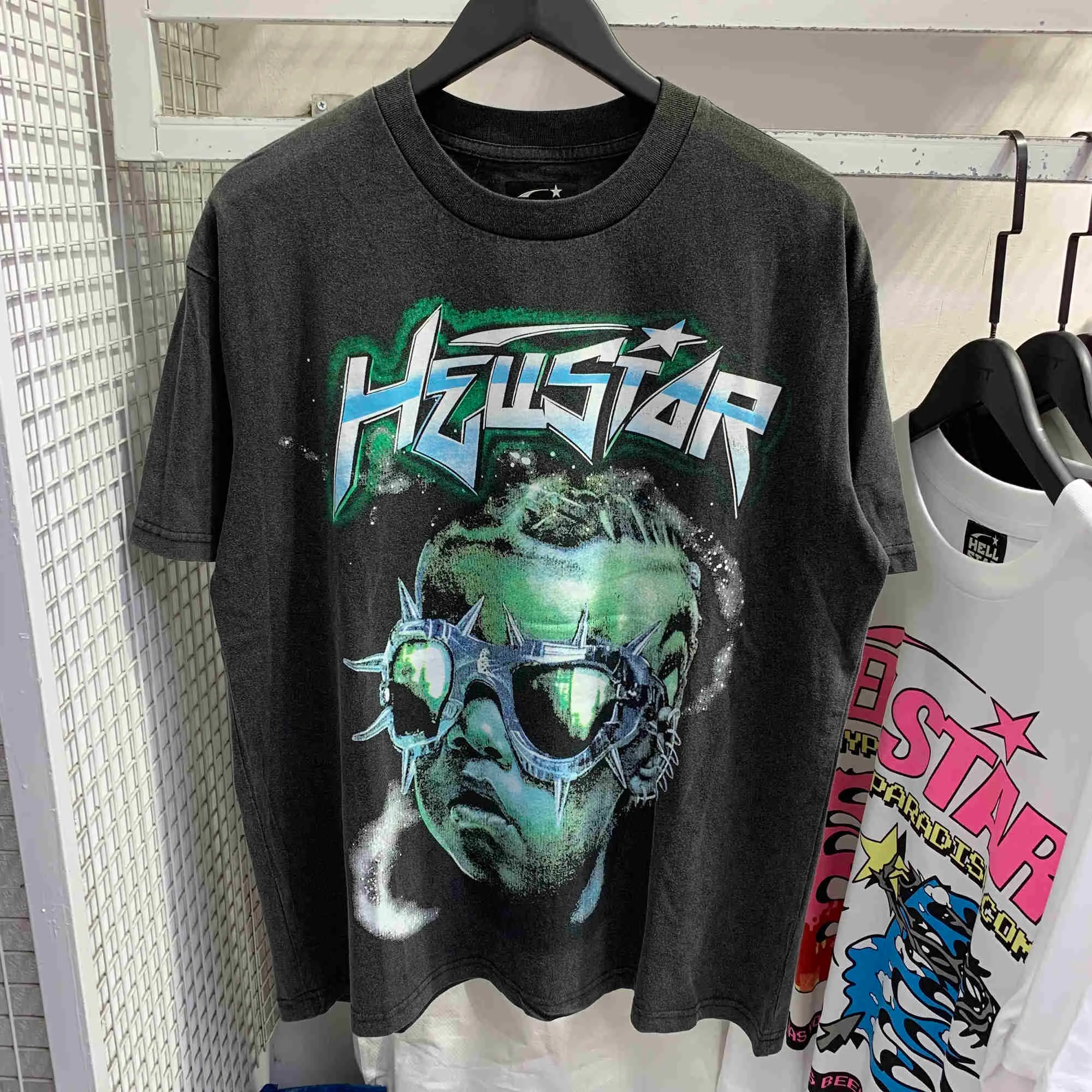 FGSS Europejski i amerykański retro hellstartee Hellstar Future Man Wash Old T-Shirt T-Shirt Old Short Sleved T-Shirt