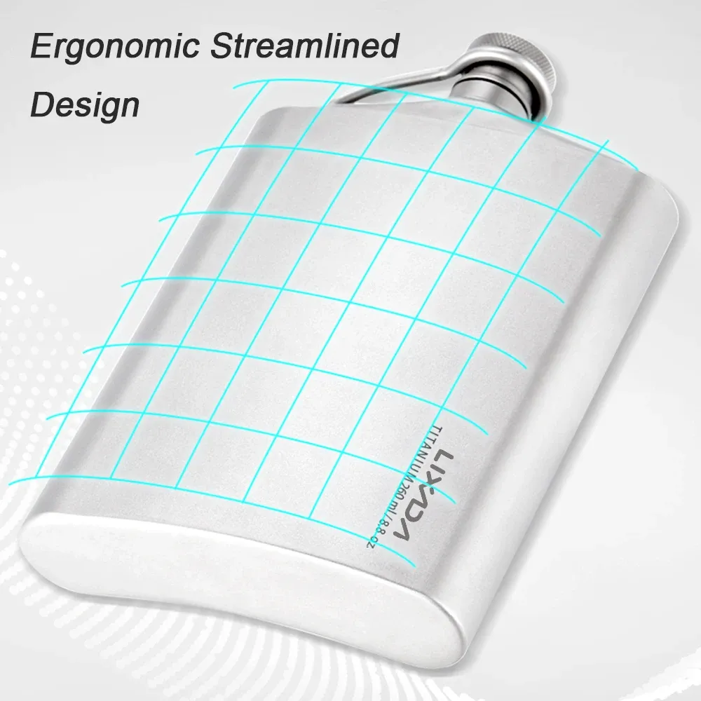 Leakproof Titanium Flask With Cups 260ml Alcohol, Whisky Wine