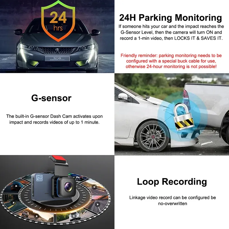 4K Dual Dash Cam, Front and Rear Dash Camera with Night Vision, 3 ...