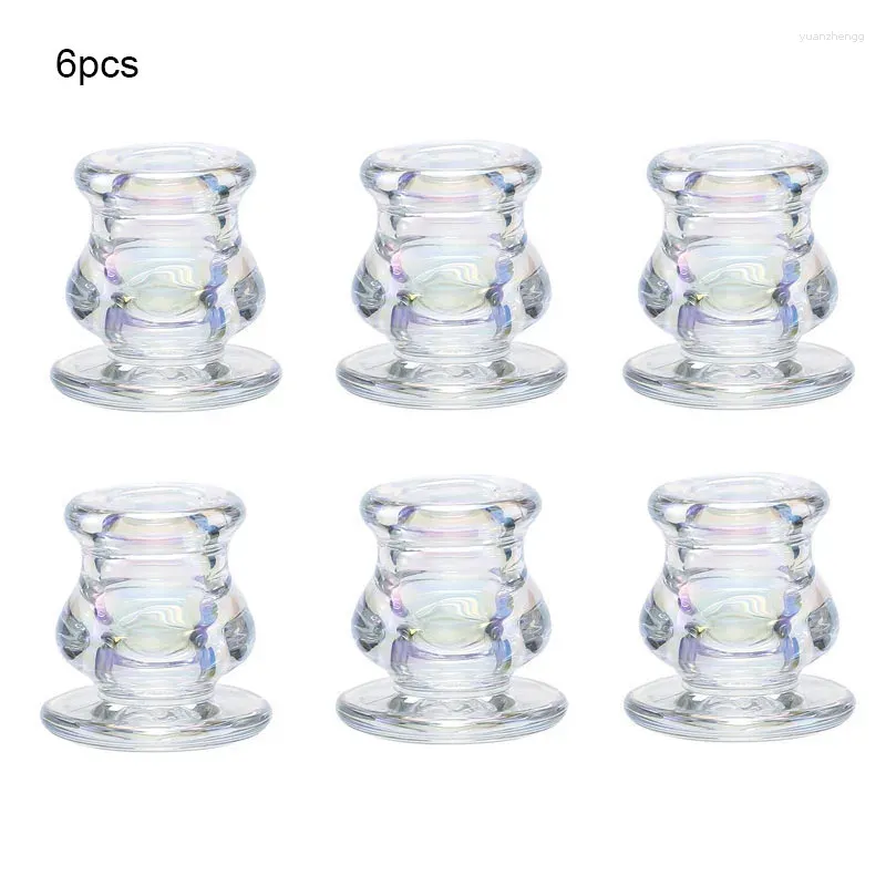 Candle Holders 6Pcs Taper Glass Holder Set Small Candlestick For Wedding Party Holiday Home Tea Lights Decoration