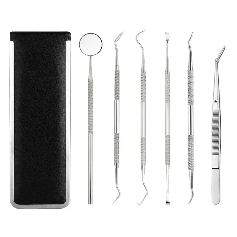 2024 4/5/PCS en acier inoxydable Dentiste Préparé Instruments Instruments Tweezer Scale Mirror Mirror Tartar, voici trois