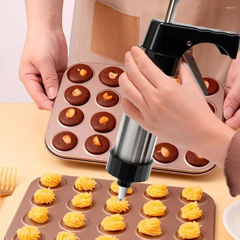 Baking Moulds Cookie Press Gun With 13 Discs 8 Icing Nozzles Kit Maker For Making Decorating Cookies