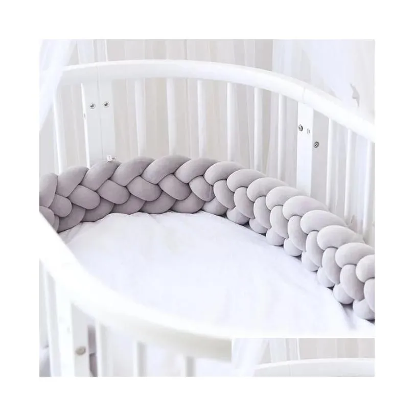 Baby cribs 2024 säng stötfångare knut kudde kudde för pojkar flickor fyra flätor barnsäng crib protector cuna para rum dekor droppleverans barn ma otabm