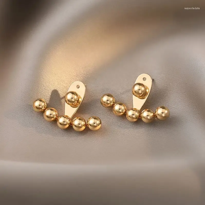 Aretes De Acero Inoxidable Delantero Trasero De Doble Cara Ear-Jacket Cuenta Redonda Mujer 2024 Geometría Bronics