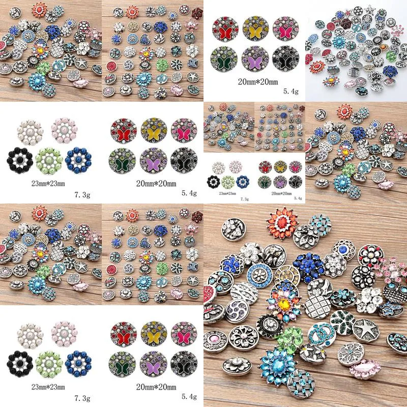 CLASPS HOODS Fashion Crystal Cross 18mm Snap Button Jewelry Vintage Rhinestone Graved Noosa Chunks Diy Ginger Charms Armband Neck Otogk