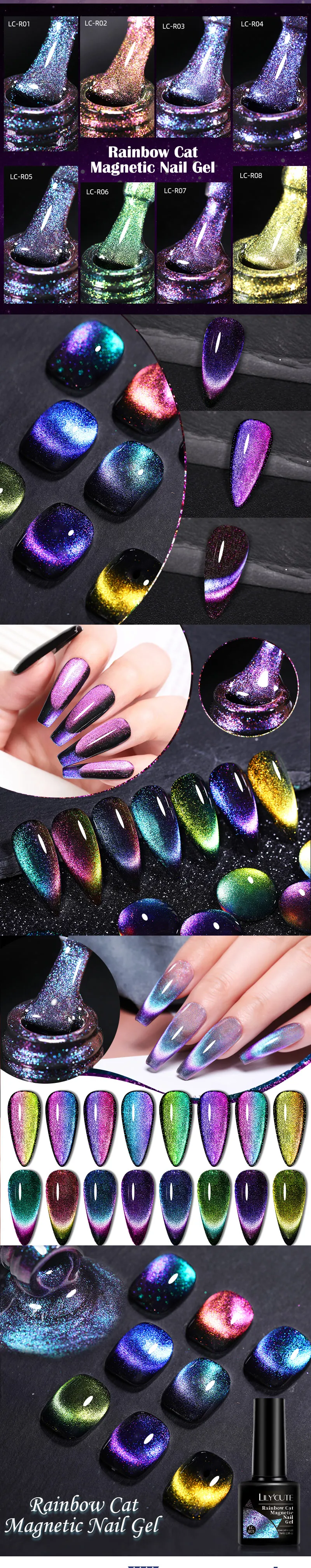 milly nail✴︎ DHgate.com:LILYCUTE Cat Eye Gel Nail Polish, 9D Laser