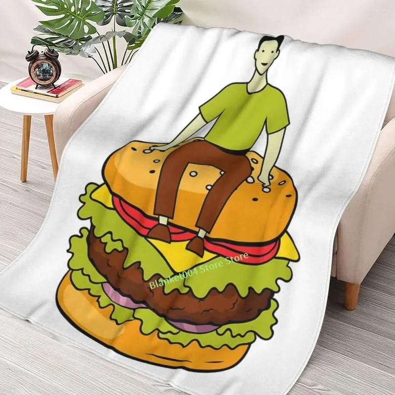 Dekens hamburger man gooi deken 3D geprinte bank slaapkamer decoratieve kinderen volwassen kerstcadeau