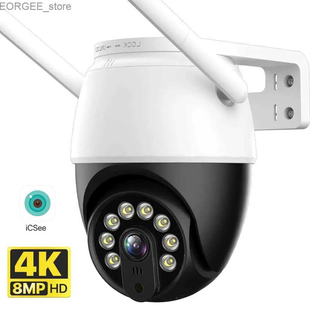 Autres appareils photo CCTV 4K 8MP HD WiFi IP Camera Wireless Outdoor Camera 1080p AI ATUTO SEATURE SÉCURITÉ PTZ CAMERIE P2P VIDÉO VIDÉO CCTV ICSEE Y240403