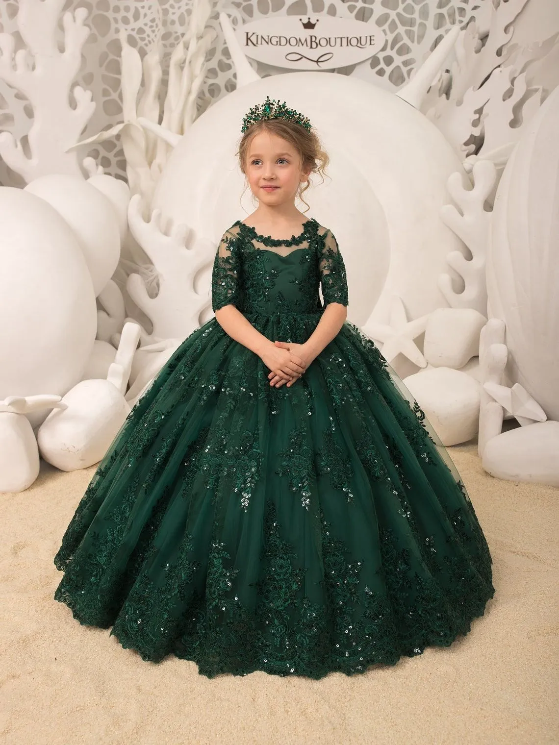 Long Sleeves Delicate Lace Tulle Flower Girl Dresses Long Sleeves Delicate Lace Tulle Flower Girl Dresses