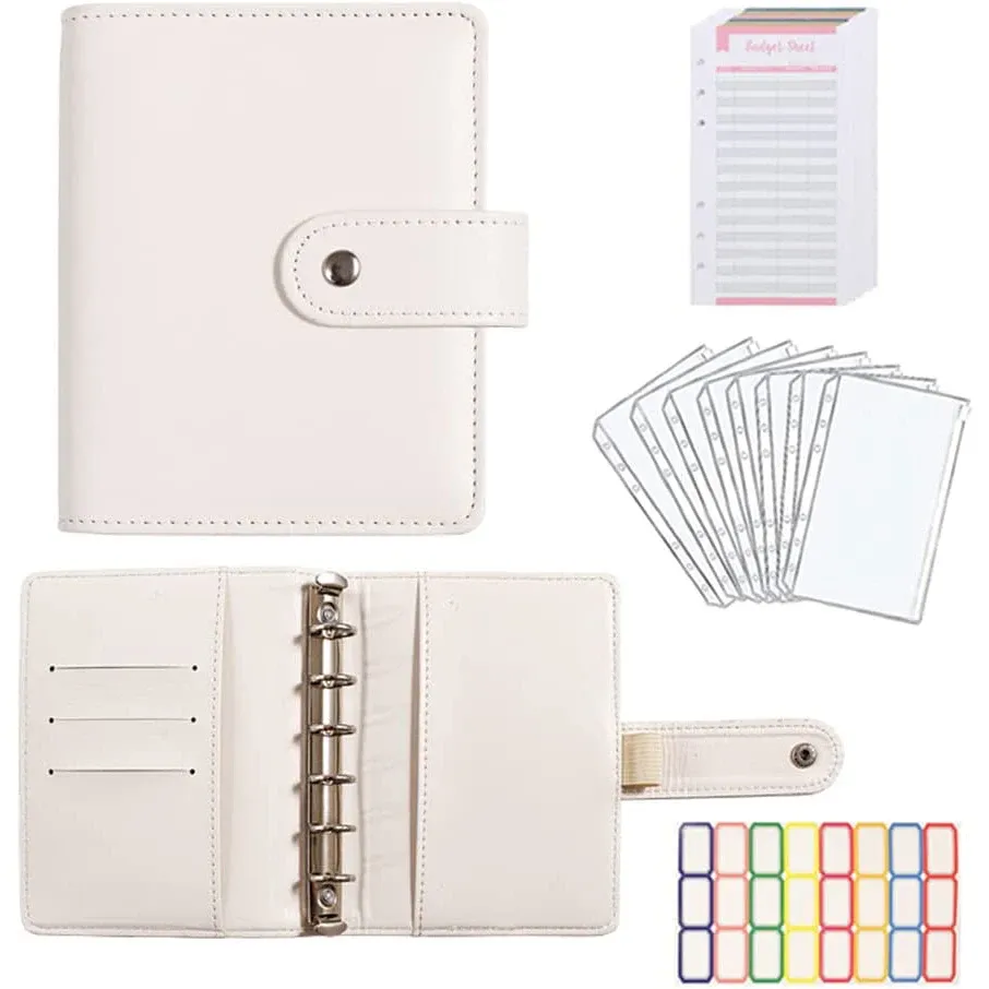 Notebooks A7 Budget Binder Cash Envelopes for Money Saving Organizer with 6 Zipper Pockets Budget Sheets Selfadhesive Labels