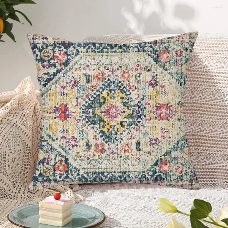 Kissen Retro -Kissenbezug mit Reißverschluss Boho -Style -Wurfabdeckung Weiche Hülle für Couchsofa Bettdekoration Design Blumen