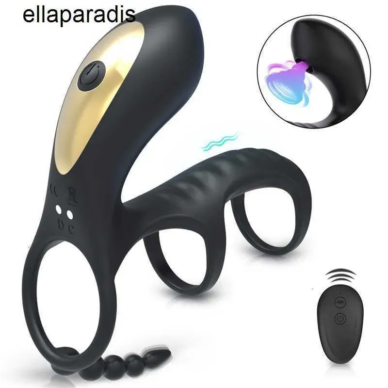 Massagers Sex Toys Massager Penis Ring Sucking Vibrator Cock Erection Supplies Games pour couple Sexy Couples Bows Men's on Black