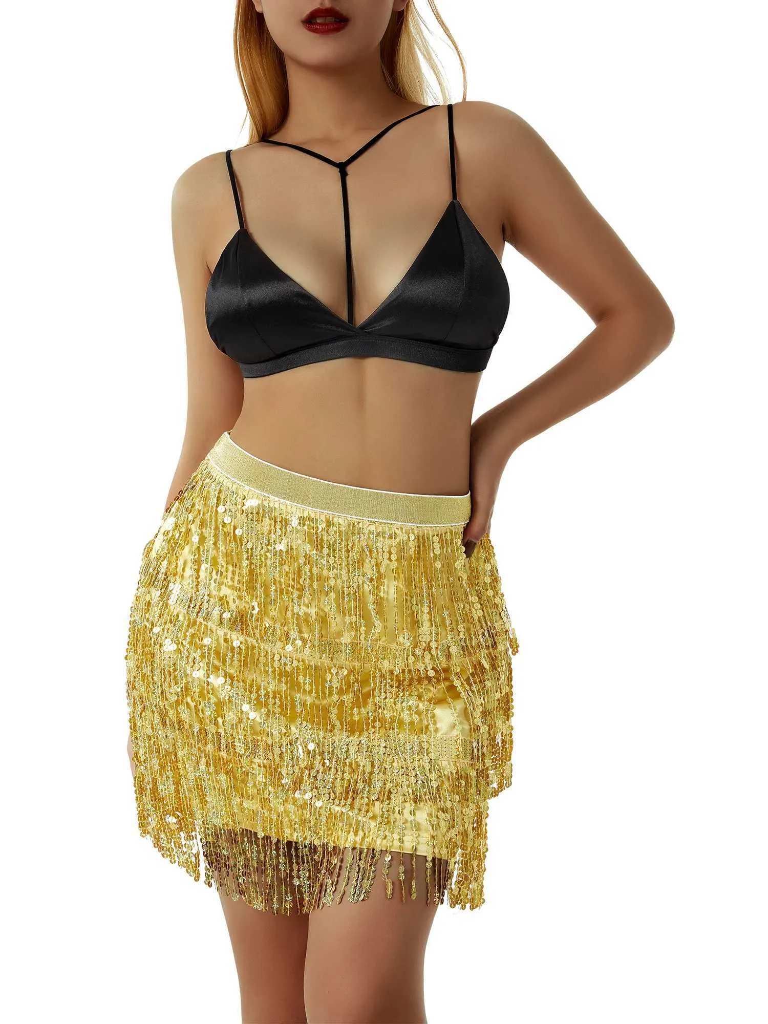 Fringe mini skirt gold online