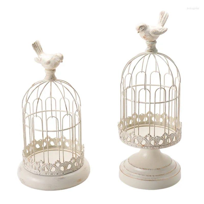 Candle Holders Vintage Stand Lantern Romantic Decoration Candles Nordic Metal Candlestick Christmas Bird Cage MumlukA