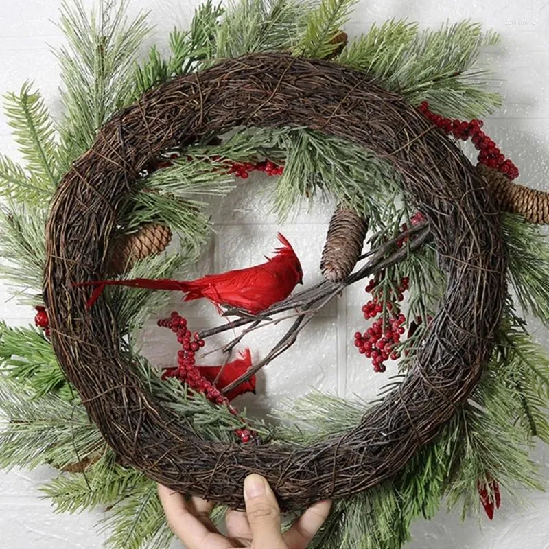 Decorative Flowers 67JE Round Christmas Berries Wreath For Front Door Fireplaces Garlands