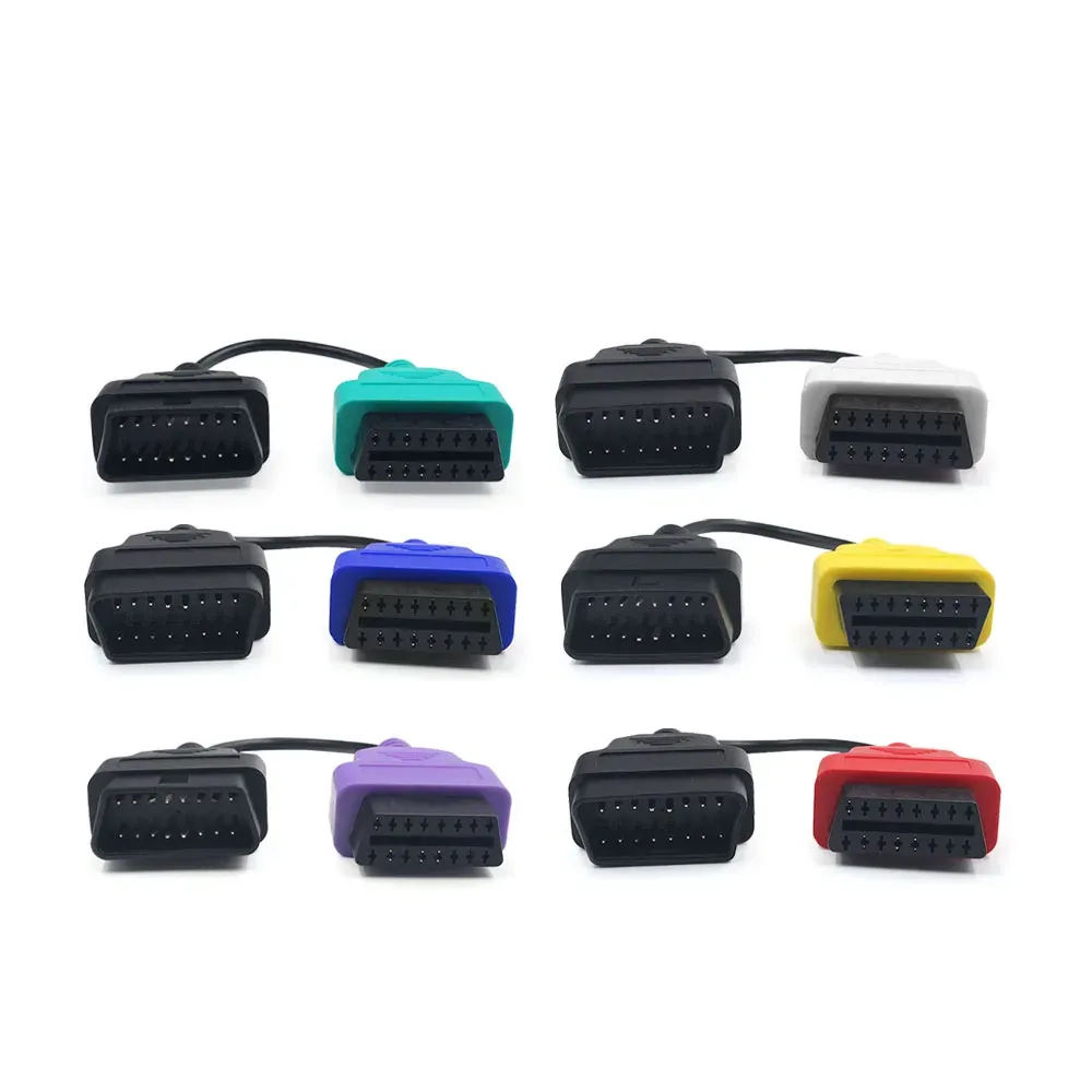 Set Di 4 Adattatori Multi ECU OBD2 Per Cavo Di Scansione Multiecu - Codificati Per Colore (Verde, Rosso, Giallo, Viola) Compatibili Con FIAT, Alfa Romeo, Lancia, Jeep, Dodge, Chrysler - 2