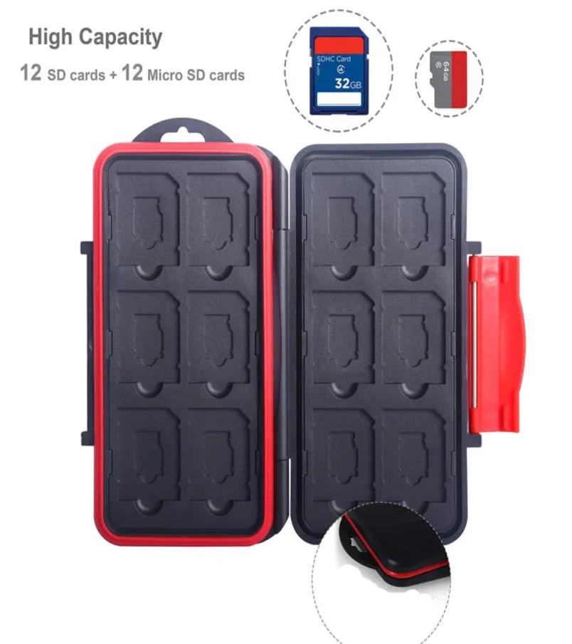 Memory Card Case Holder 24 Slots Professional Waterproof Antishock Protector Cover för SD TF -kort Lagring JK2101XB7835199