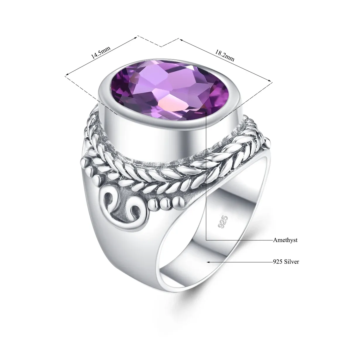 Mens Vintage Bishop Real 925 Silver Trinket Ring With Amethyst Gemstone Womens Fine Jewelry Rings Accessory With From Ddmymaster 32.7 DHgate.Com