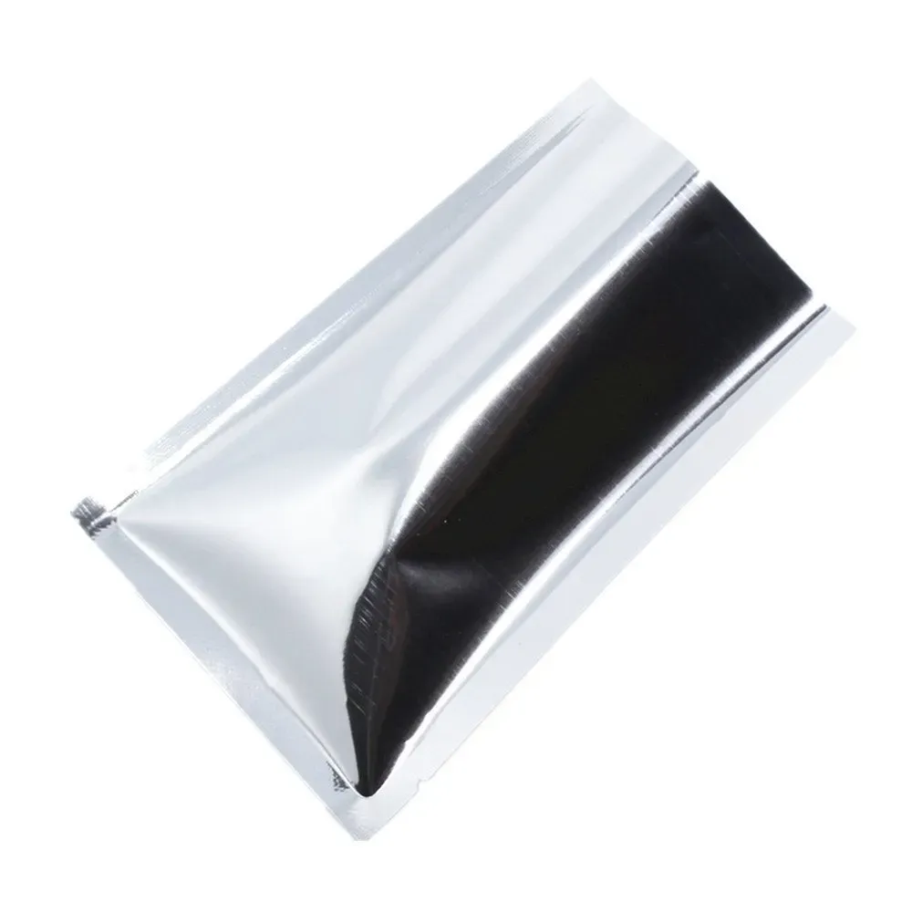 Open Top Silver Aluminium Foil Bags Heat Seal Vacuum Pouches Bag Dried Food Coffee Powder Storage Mylar Foil Package Pack Bags