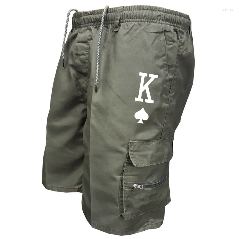 Herren-Shorts Mode Sommer Cool K Printed Work Casual Multi-Tocket-Reithosen Boardshorts Männliche Hosen