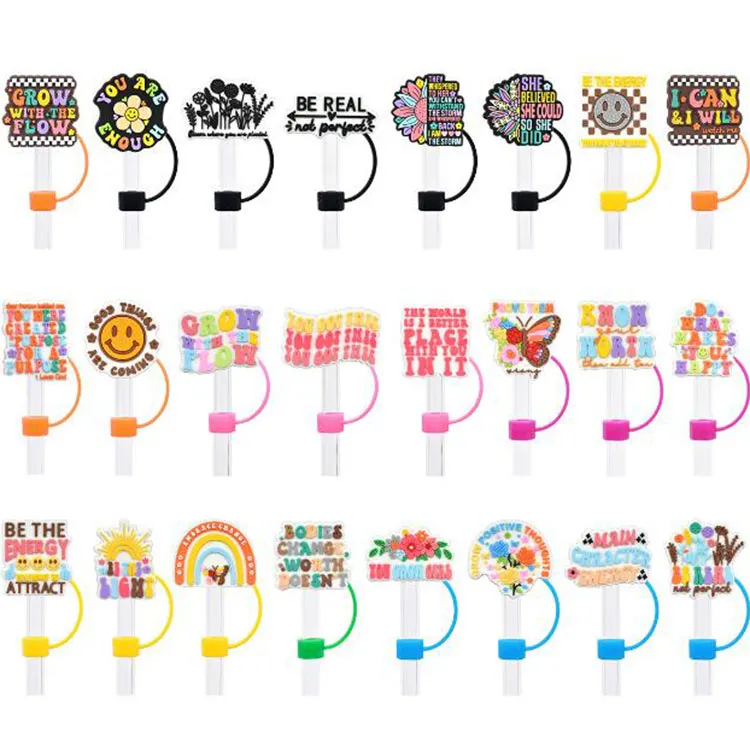 Couvre de bac à paille de 10 mm Pauses de poussière Cartoon Paudes Charms Toppers Decoration Party