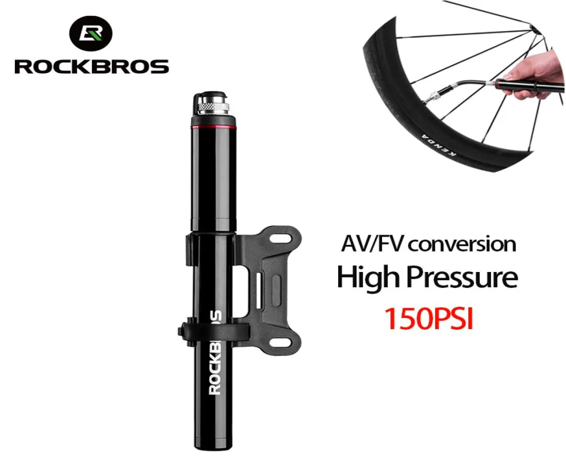 ROCKBROS Pompa da bicicletta in lega di alluminio 150 PSI Mini pompe ad aria ad alta pressione per gonfiatore per pneumatici da ciclismo7595826