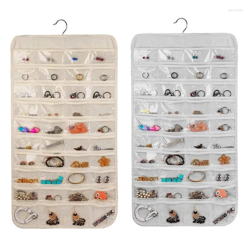 Sacs de rangement 80 grilles bijoux double face