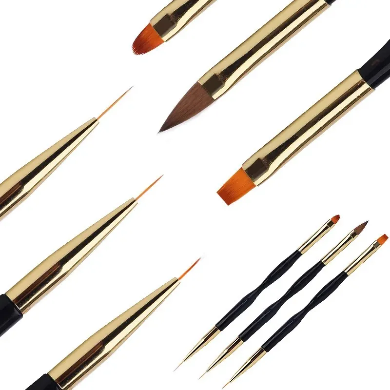 new 2024 Acrylic French Stripe Nail Art Liner Brush Set 3D Tips Manicuring Ultra-thin Line Drawing Pen UV Gel Brushes Painting Tools