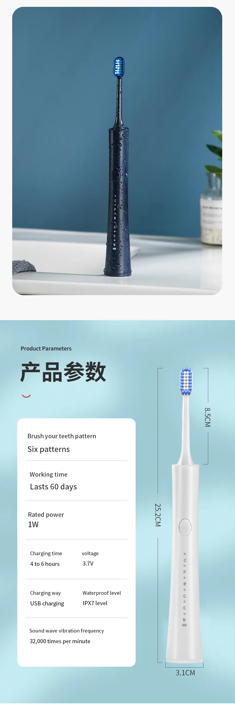 Sonic Electric Toothbrush USB Rechargeable, 6 Speed... From Ddmyhome ...