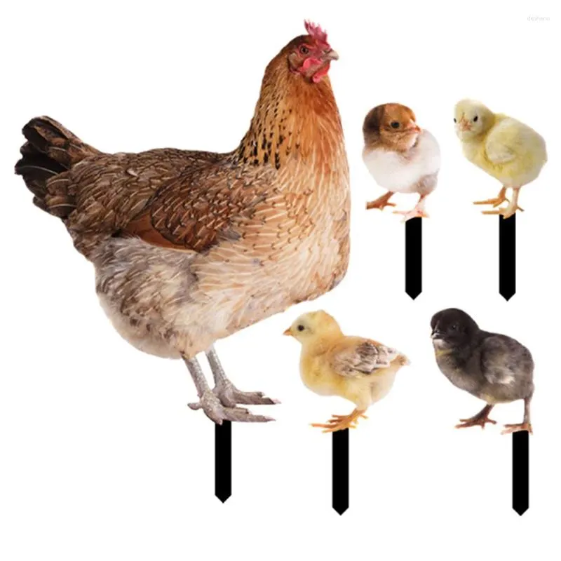 Garden Decoraties Dierhoenkuiken Grondstekker ornament Bord Lawn Stake Chicken Yards Acryl Decoratie Outdoor versiering