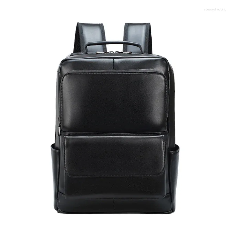 Zaino 2024 uomini in pelle genuina business business waterproof school borse borse da viaggio casual per laptop zaino per studenti maschi