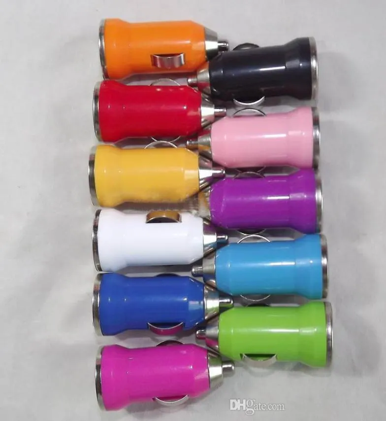 500pcslot Universal Mini USB Car Charger Universal USB Adapter Colorful Car Charger for cell phone3227228