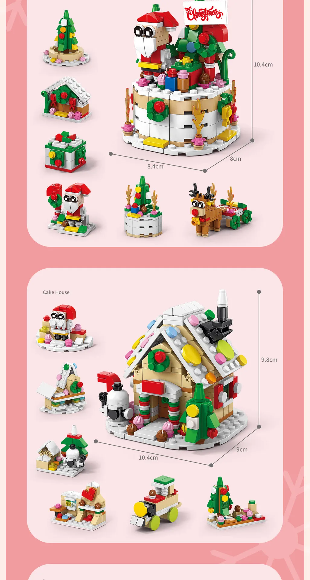 Building Blocks Mini: 6 In 1 Winter Village Building Set With LED Light ...