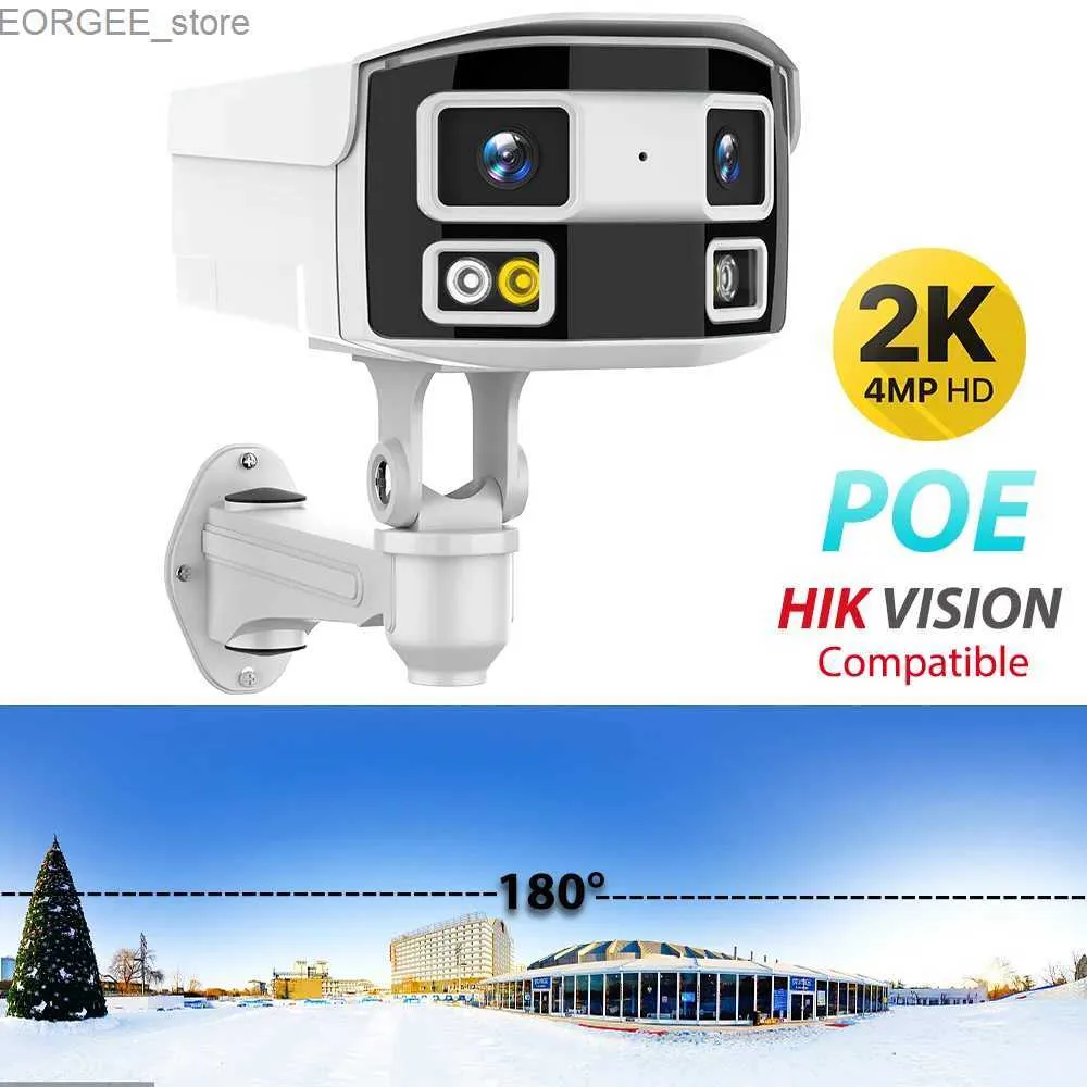 Другие камеры видеонаблюдения POE WiFi IP Camera 2K HD Outdoor Dual Lens 180 Ultra Wild Security CCTV CAMER AI DETACTION DETACTION DETACTION CAM VIDELINK APP Y240403