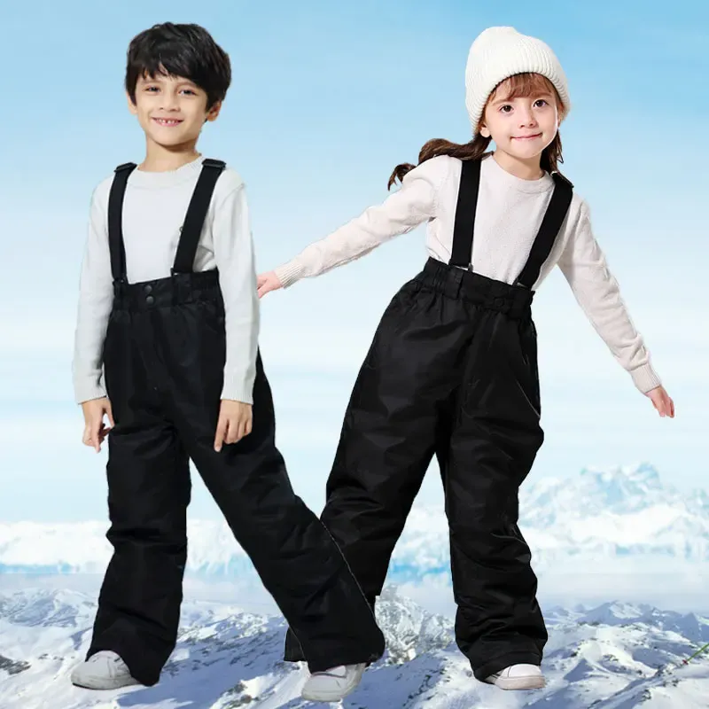 부츠 2023 스키 팬츠 어린이 여자 소녀 야외 바람 방수 방수 따뜻한 눈 바지 어린이 겨울 스키와 스노우 보드 바지