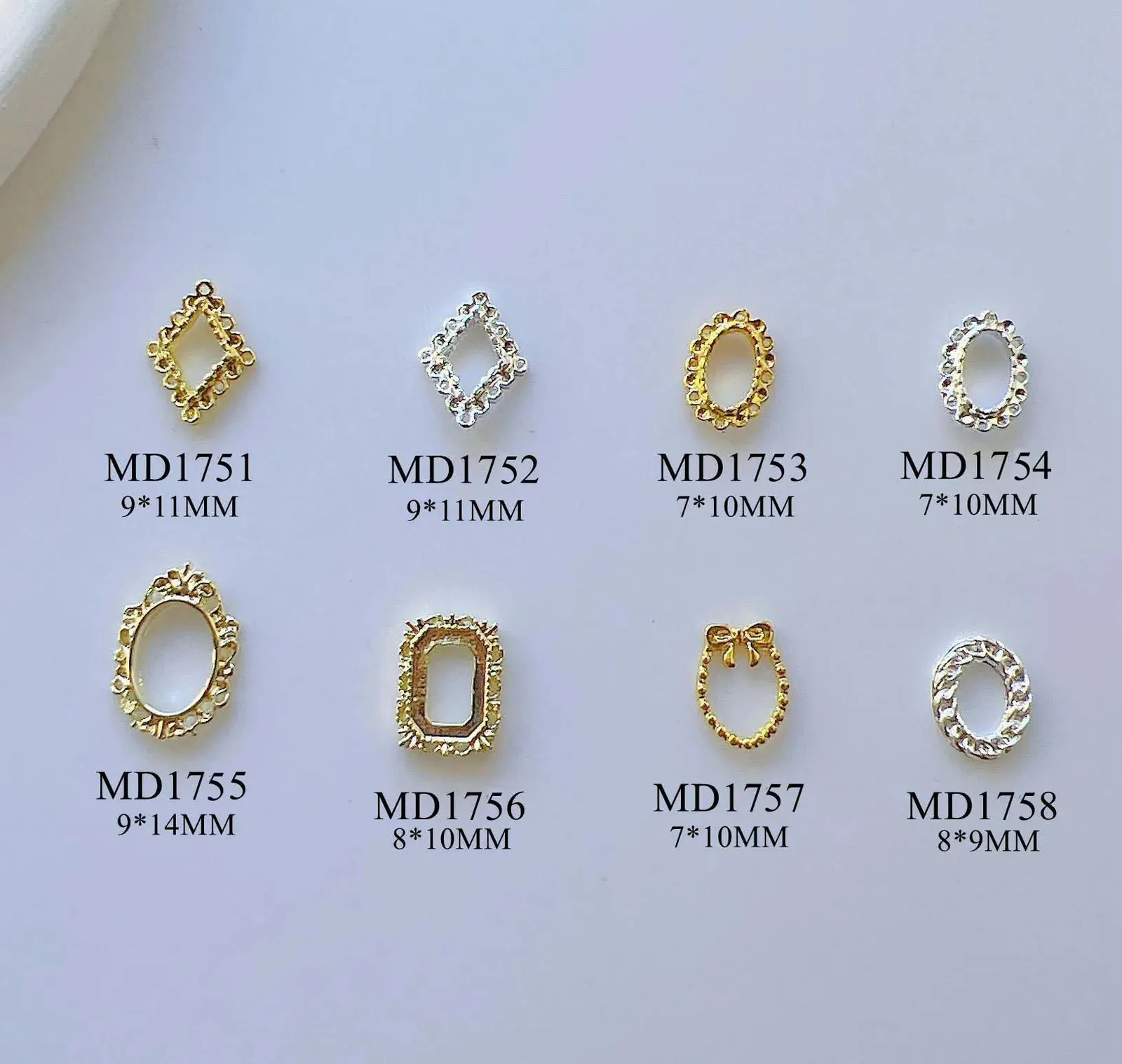 50pcsbag Nail Art Metal 3D Charms Frame Shapes Deco MD17511758 240328