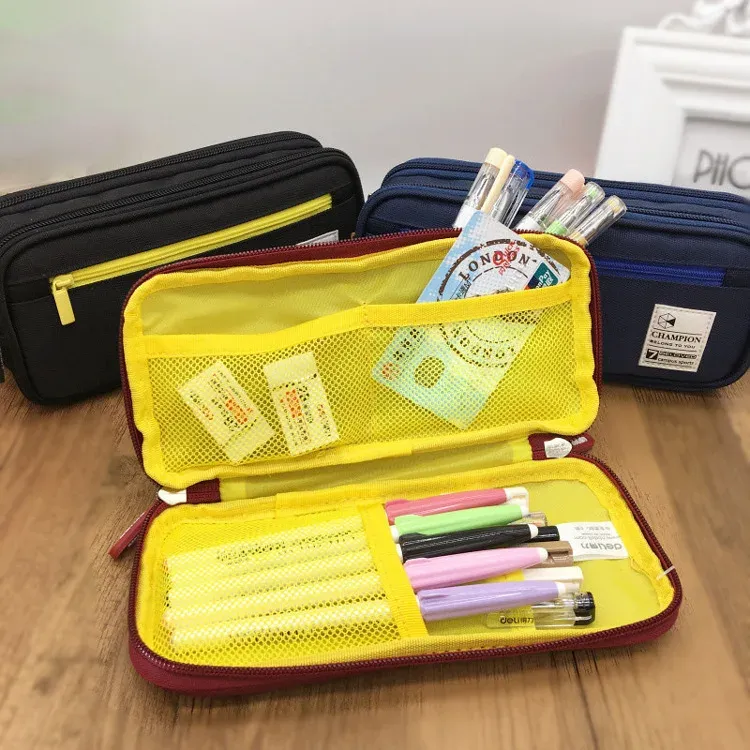 Sacs Étui à crayon de grande capacité pour les étudiants sac à stylo mignon pour garçons et filles, la papeterie d'école fournit une boîte de rangement, un matériau en tissu