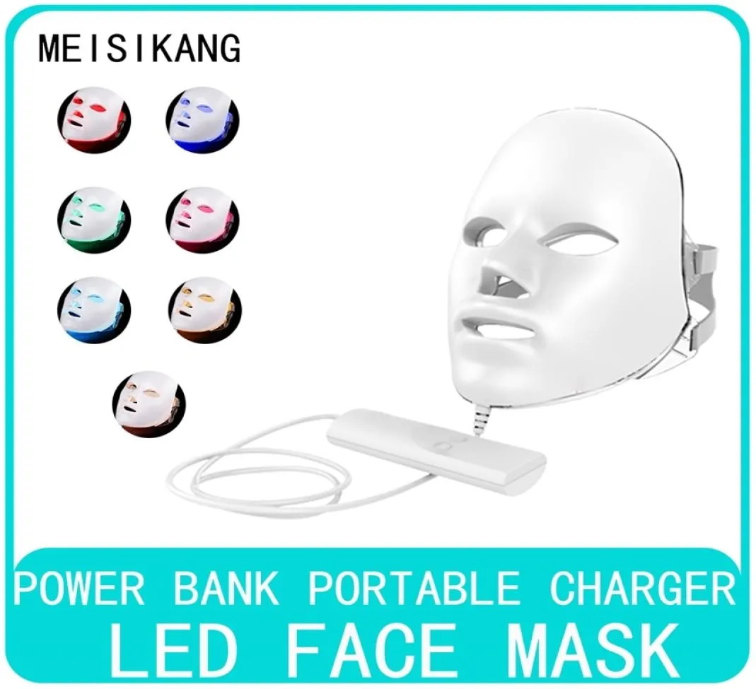 Meisikang Portable laddningsbara 7 färger LED -mask med hudföryngring Infraröd Pon Light Therapy Beauty Machine 2202189983030