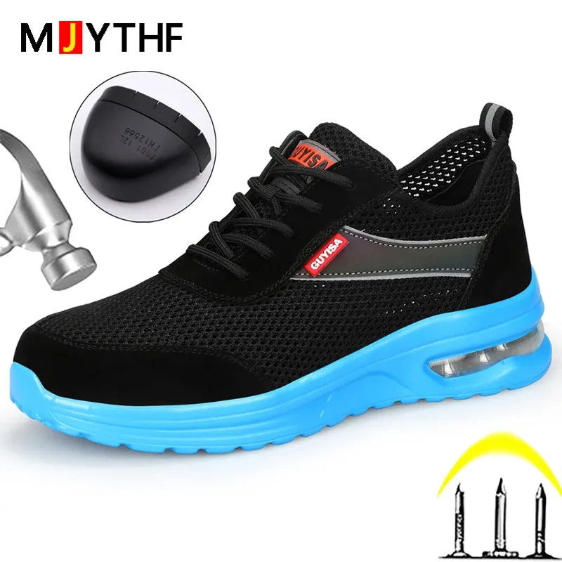 Boots Mjythf Nouveau travail Chaussures de sécurité Chaussures Man Femmes Antismash Antipuncture Isulated Chores Steel Toe Cap Travail Chaussures Sneakers Light