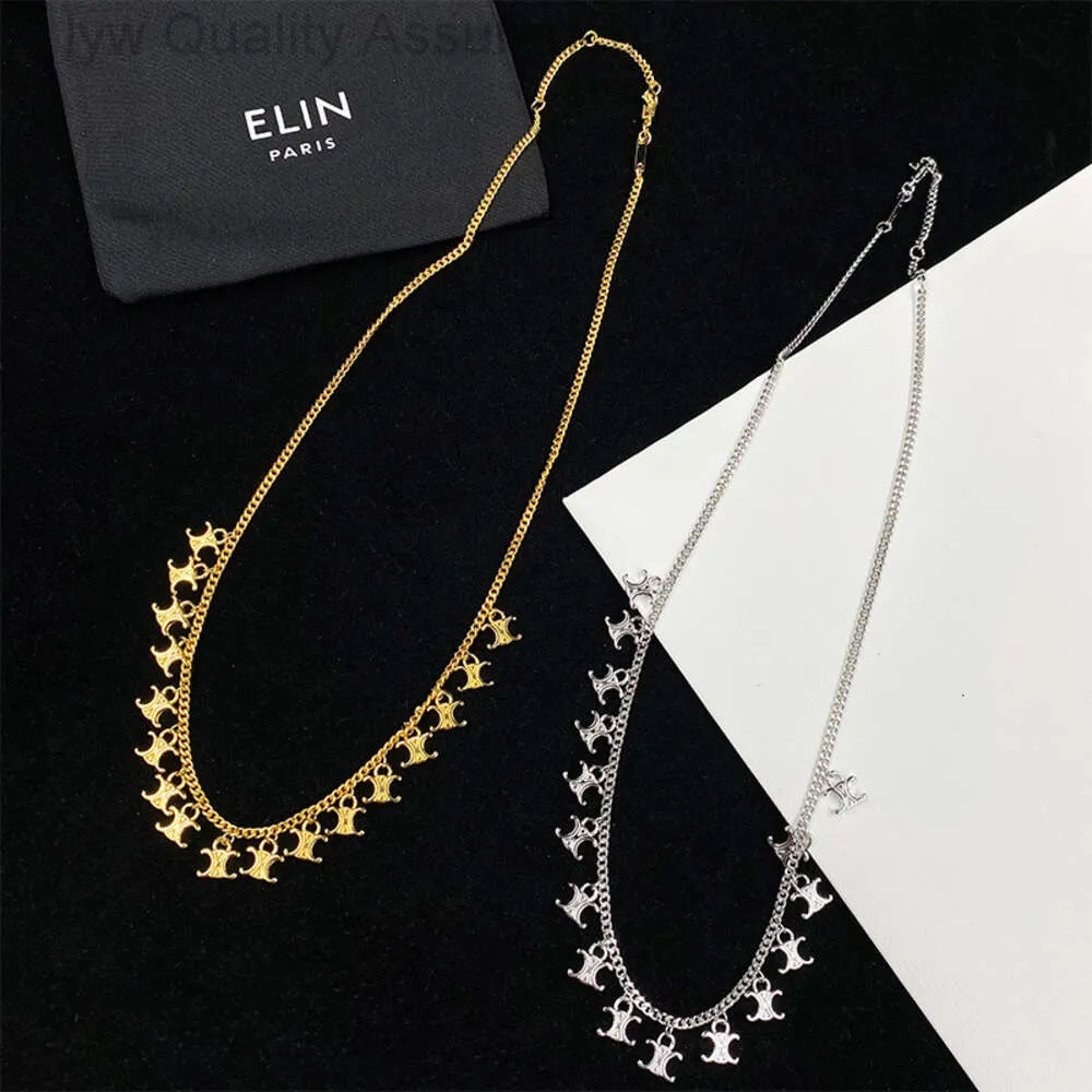 Designer celiene necklace Saijia Spring/summer New Triumphal Arch High End Light Luxury Style Double Sided Necklace Female Minority Design English Letter Brass