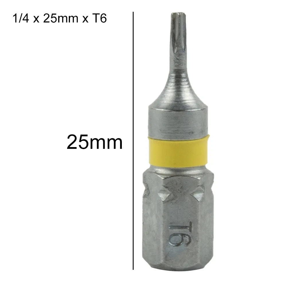 4pcs T6-T40 Bit de tournevis à 1/4 pouce Bit de pilote à vis magnétique en alliage Hex Allaire pour outil à main du tournevis électrique / Hand