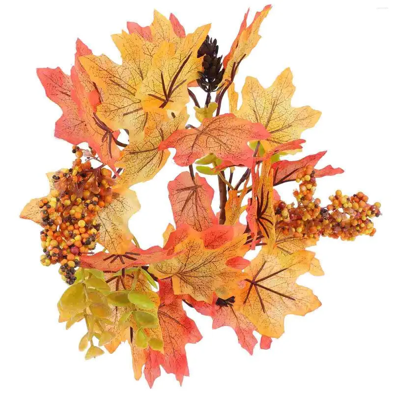 Decorative Flowers Ring Maple Wreath Flower Garlands Artificial Berry Holder Pe (plastic Harvest Festival Ornament