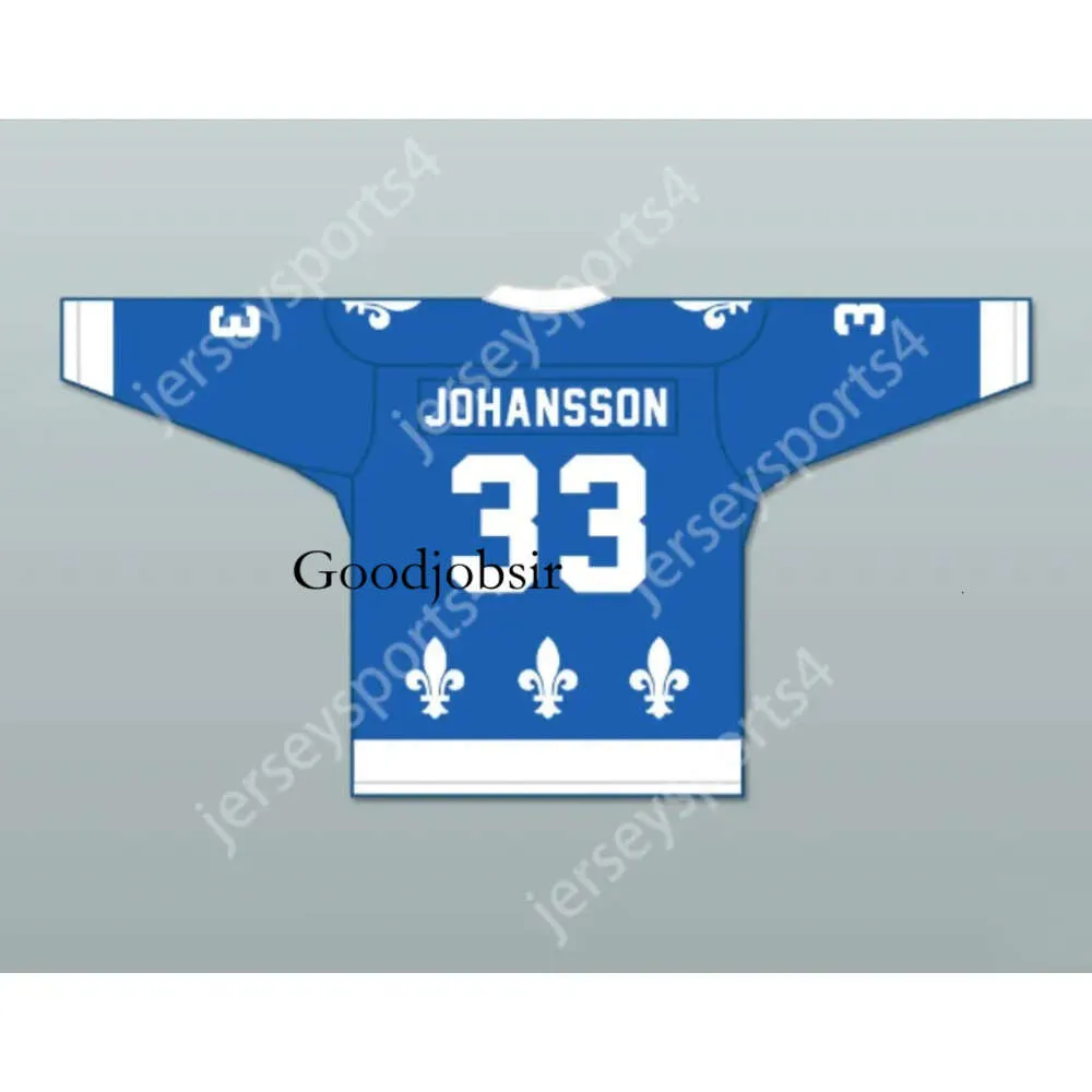 GDSIR Custom Blue Anders Johansson 33 Le National De Quebec Hokey Forması Yeni Top ED S-M-L-XL-XXL-3XL-4XL-5XL-6XL