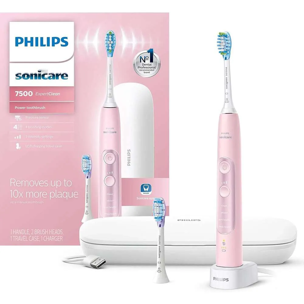 Philips Sonicare ExpertClean 7500 Перезаряжаемая зубная щетка для электрической электроэнергии в гладкой черной отделке для превосходной стоматологической помощи HX9690/05