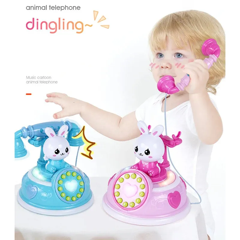 Kids Retro Cartoon Cute Simulation Telephone Creative Baby Early Education Storytelling Machine Telephone Girls Play House Toys 240327